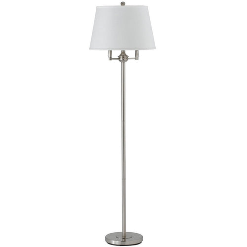 Floor Lamp | Metal | Tapered Drum Shade | Stalk Support | Silver