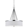 Metal Pendant Fixture with Round Fabric Shade and Chain, White By Casagear Home