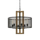 Chandelier | 60W x 6 | Wood Frame | Metal Mesh Shade | Black & Brown
