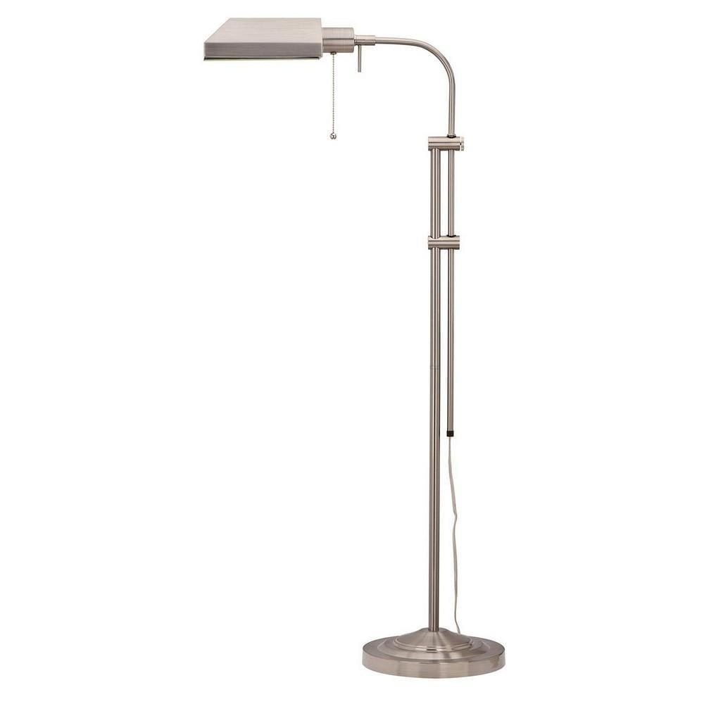 Metal Rectangular Floor Lamp with Adjustable Pole, White By Casagear Home