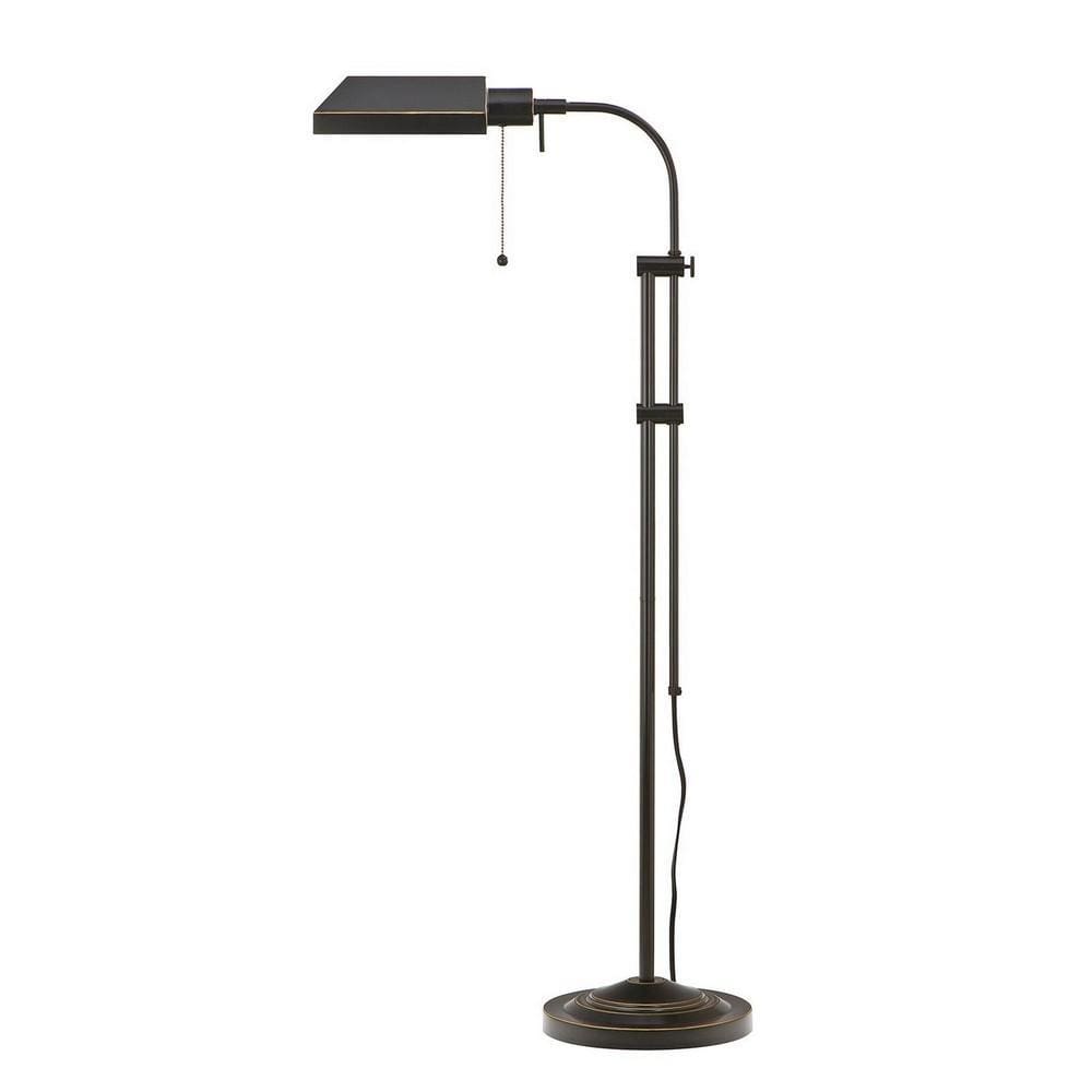 Metal Rectangular Floor Lamp with Adjustable Pole, Dark Bronze By Casagear Home