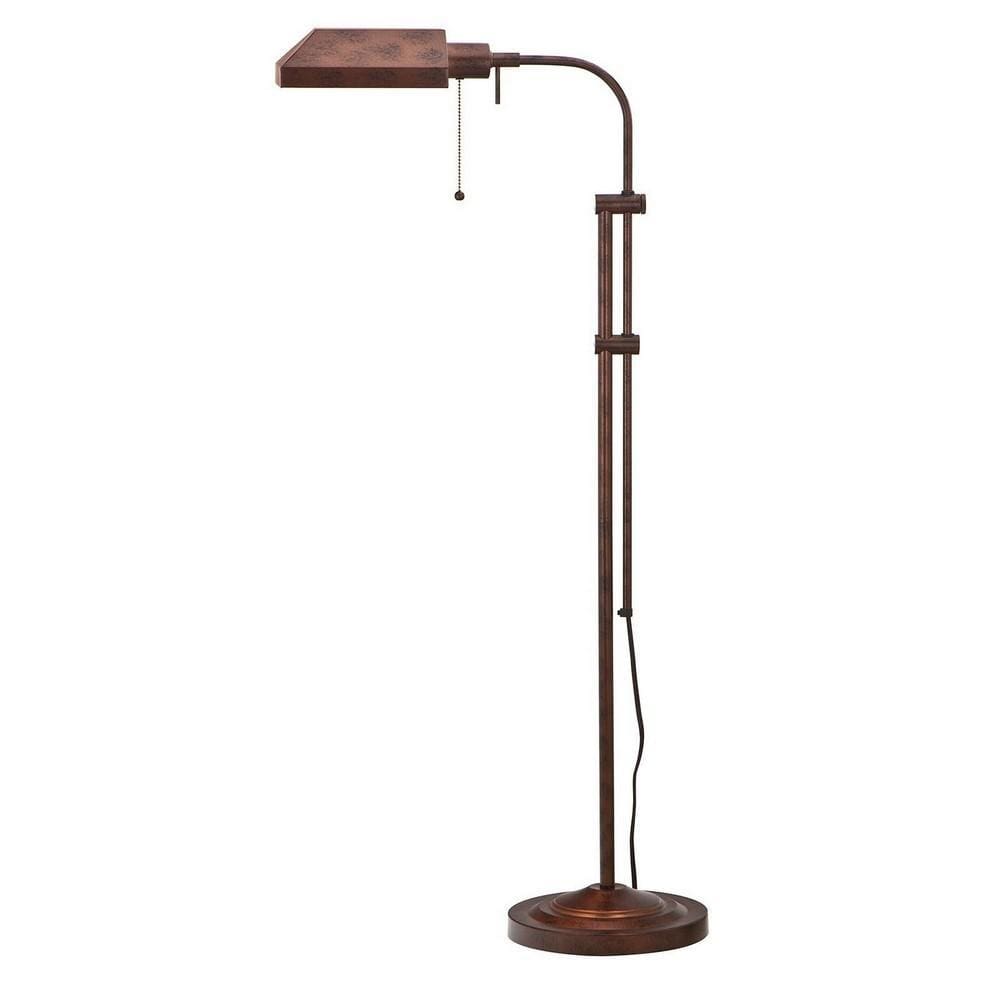 Metal Rectangular Floor Lamp with Adjustable Pole, Bronze By Casagear Home