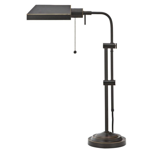 Metal Rectangular Desk Lamp with Adjustable Pole, Black By Casagear Home