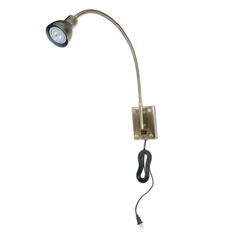 Metal Round Wall Reading Lamp with Plug In Switch, Silver and Gray By Casagear Home