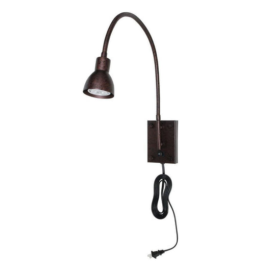 Metal Round Wall Reading Lamp with Plug In Switch, Bronze By Casagear Home