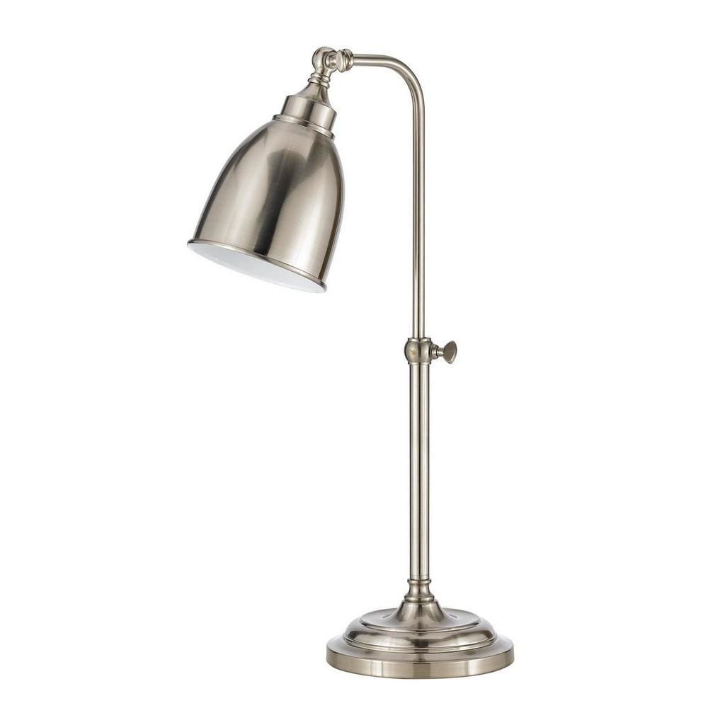 Metal Round 25" Table Lamp with Adjustable Pole, Silver By Casagear Home