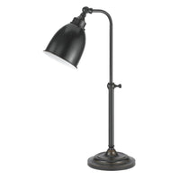 Table Lamp | Round Metal | 25" | Adjustable Pole | Dark Bronze