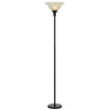 Metal Round 3 Way Torchiere Lamp with Frosted Shade, Dark Bronze and Gold By Casagear Home