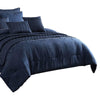 10 Piece King Polyester Comforter Set with Geometric Oblong Print Dark Blue By Casagear Home BM225145