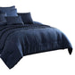 10 Piece Queen Polyester Comforter Set with Geometric Print Dark Blue By Casagear Home BM225146