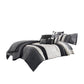 7 Piece Queen Cotton Comforter Set with Geometric Print, Gray and Black By Casagear Home