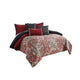 Comforter Set | 9 Piece Queen | Medallion Print | Red & Blue
