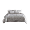 King Size 7 Piece Fabric Comforter Set with Crinkle Texture, Silver By Casagear Home