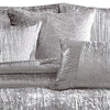 Queen Size 7 Piece Fabric Comforter Set with Crinkle Texture Silver By Casagear Home BM225206