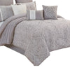 King Size 10 Piece Fabric Comforter Set with Medallion Prints White By Casagear Home BM225209