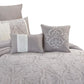 Queen Size 9 Piece Fabric Comforter Set with Medallion Prints White By Casagear Home BM225210