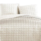 3 Piece Queen Size Coverlet Set with Stitched Square Pattern Cream By Casagear Home BM225234