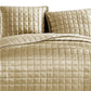 3 Piece Queen Size Coverlet Set with Stitched Square Pattern Gold By Casagear Home BM225236