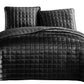 3 Piece King Size Coverlet Set with Stitched Square Pattern Dark Gray By Casagear Home BM225237