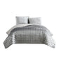 3 Piece King Size Coverlet Set with Stitched Square Pattern, Silver By Casagear Home