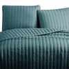 3 Piece Crinkle King Coverlet Set with Vertical Stitching Turquoise Blue By Casagear Home BM225253
