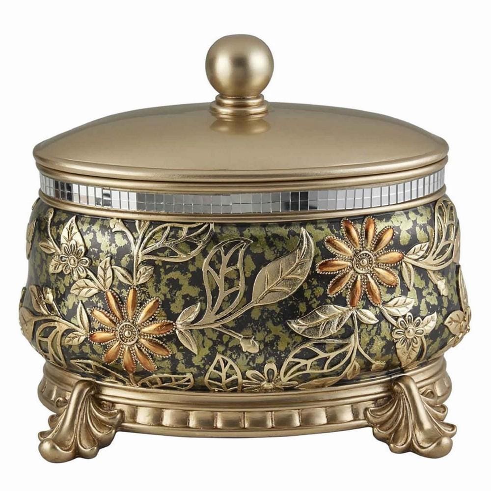 10" Engraved Polyresin Frame Lidded Jewelry Box, Gold By Casagear Home