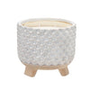 8 Inch Textured Ceramic Scented Pot Candle with Legs, White and Beige By Casagear Home