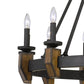 12 Bulb Round Metal Chandelier with Candle Lights and Wooden accents Black By Casagear Home BM225616