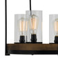 Two Tier Pendant Fixture with Round Wooden and Metal Frame Brown and Black By Casagear Home BM225621