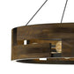 9 Bulb Round Wooden Frame Chandelier with Geometric Cut Out Design Brown By Casagear Home BM225623