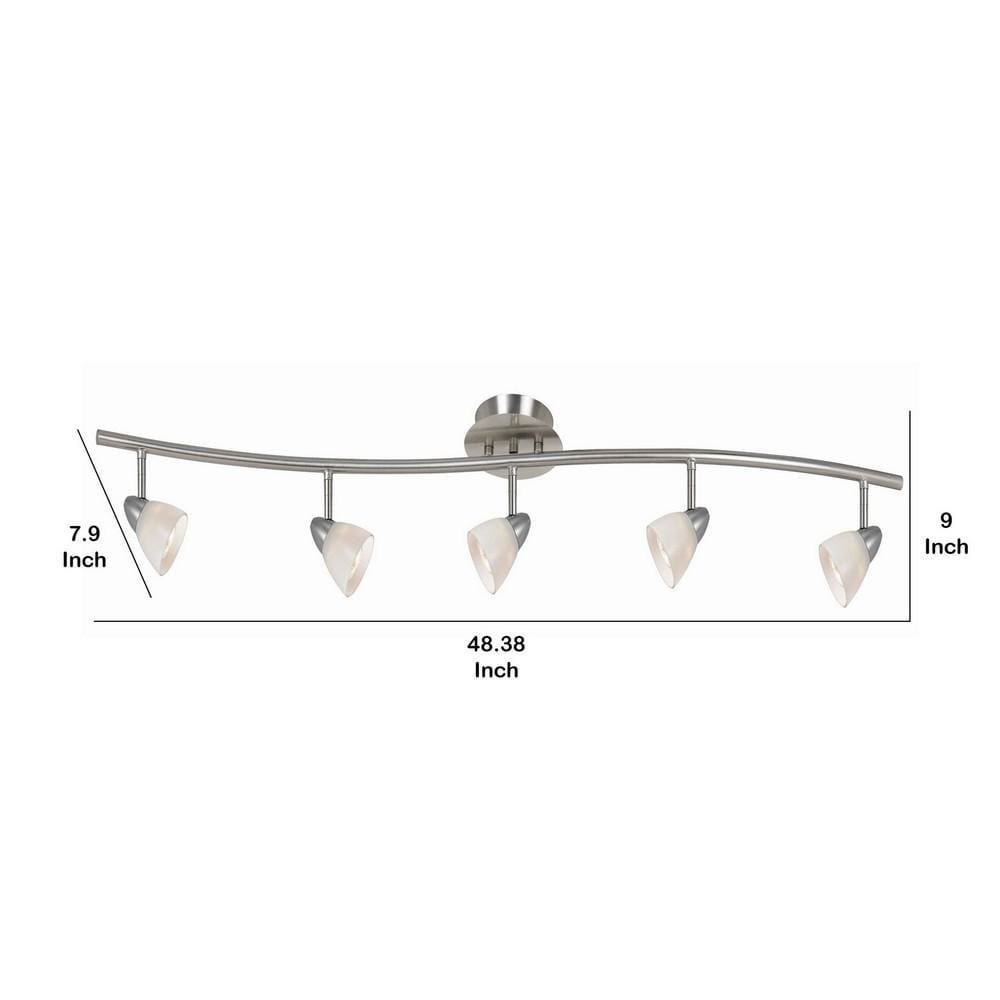 5 Light 120V Metal Track Light Fixture with Glass Shade White and Silver By Casagear Home BM225641