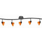 5 Light 120V Metal Track Light Fixture with Glass Shade, Black and Orange By Casagear Home