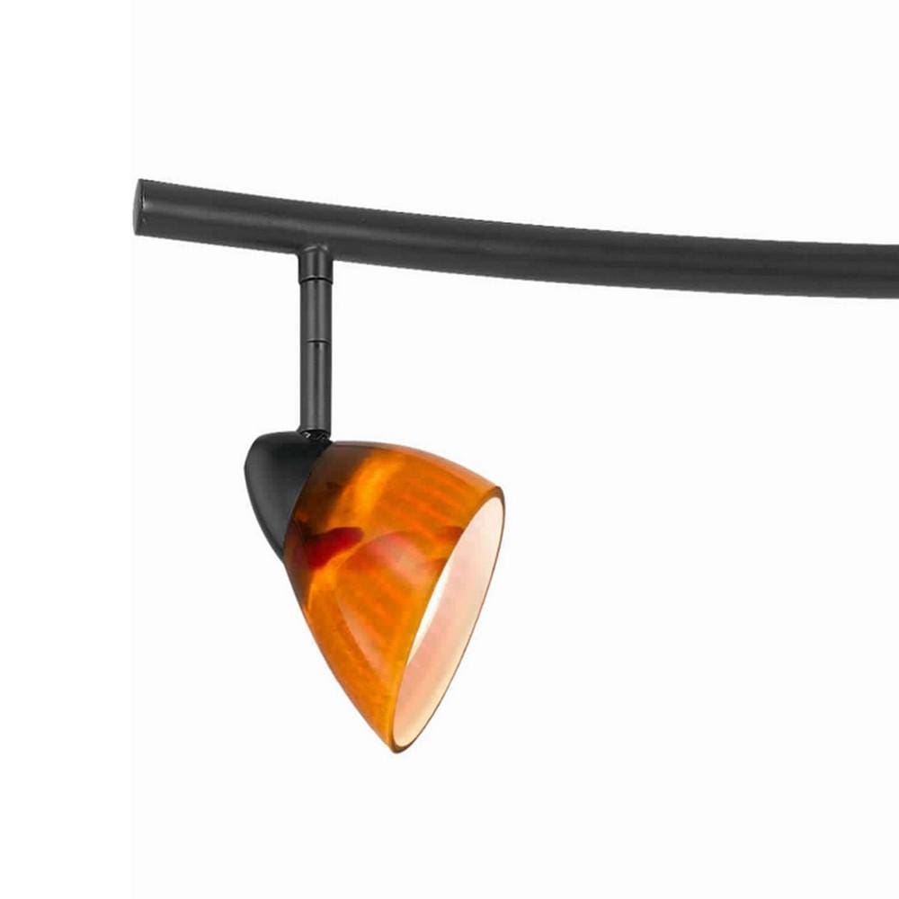 5 Light 120V Metal Track Light Fixture with Glass Shade Black and Orange By Casagear Home BM225644