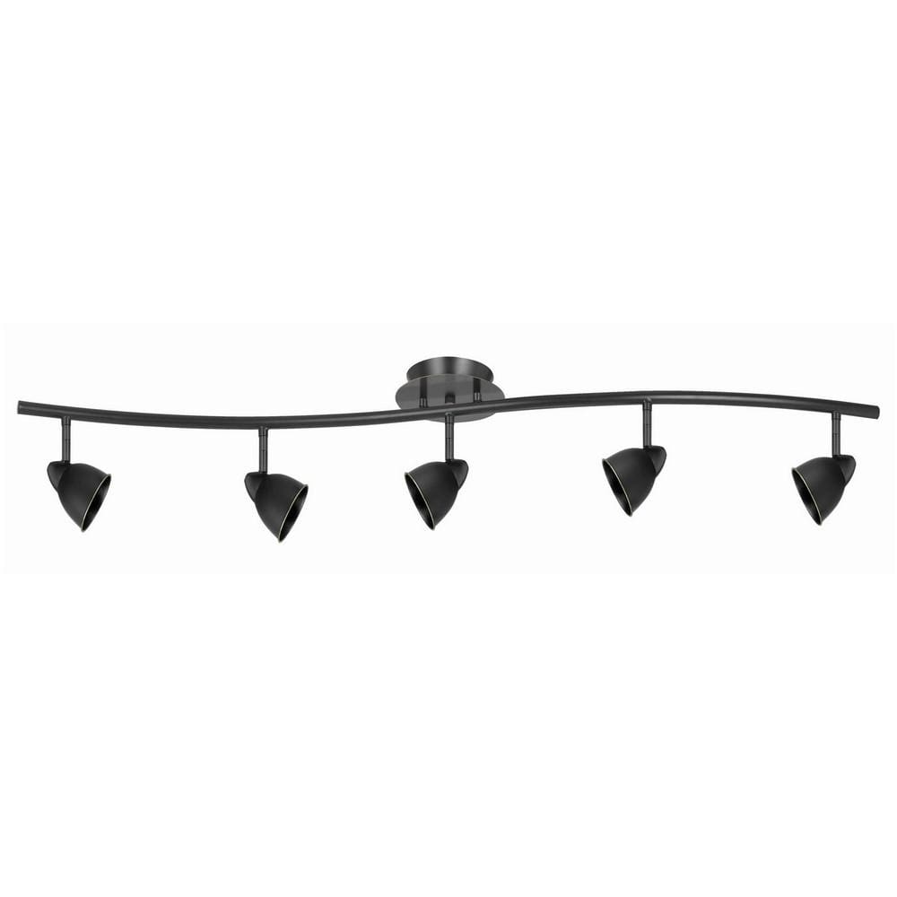 5 Light 120V Metal Track Light Fixture with Round Shade, Black By Casagear Home