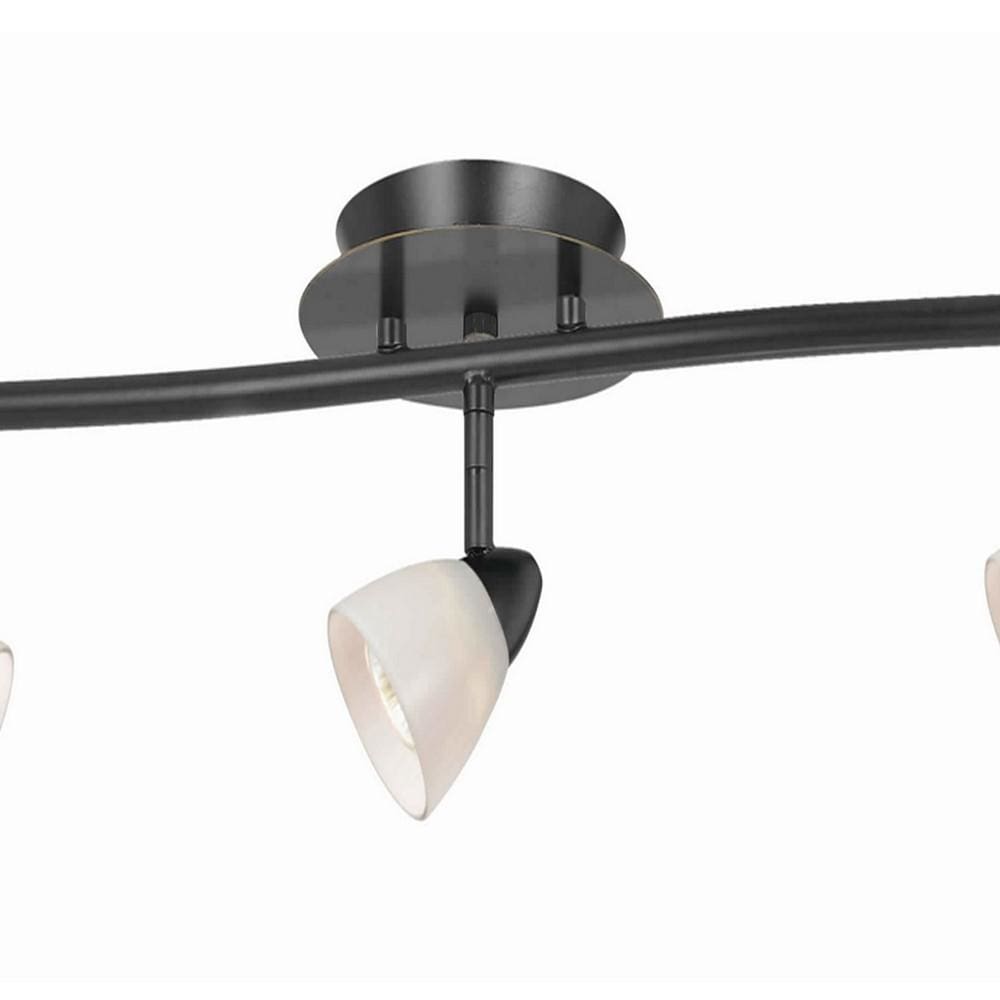 5 Light 120V Metal Track Light Fixture with Glass Shade Black and White By Casagear Home BM225647