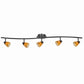 5 Light Glass Shade 120V Metal Track Light Fixture, Black and Yellow By Casagear Home