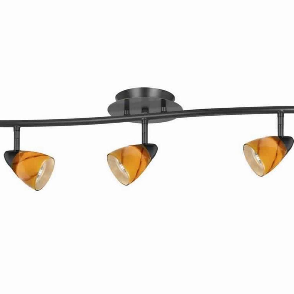 5 Light Glass Shade 120V Metal Track Light Fixture Black and Yellow By Casagear Home BM225649