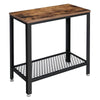 Side Table | Wood Top | 1 Mesh Metal Shelf | Brown & Black