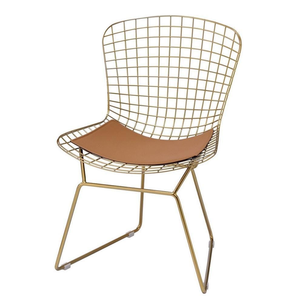 33" Cage Design Metal Side Chair, Set of 2, Gold By Casagear Home