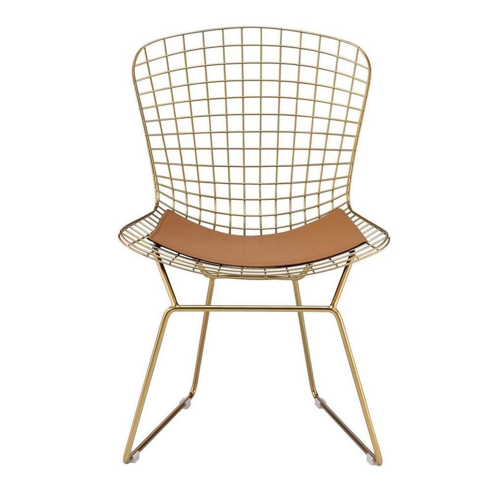 33 Cage Design Metal Side Chair Set of 2 Gold By Casagear Home BM225692