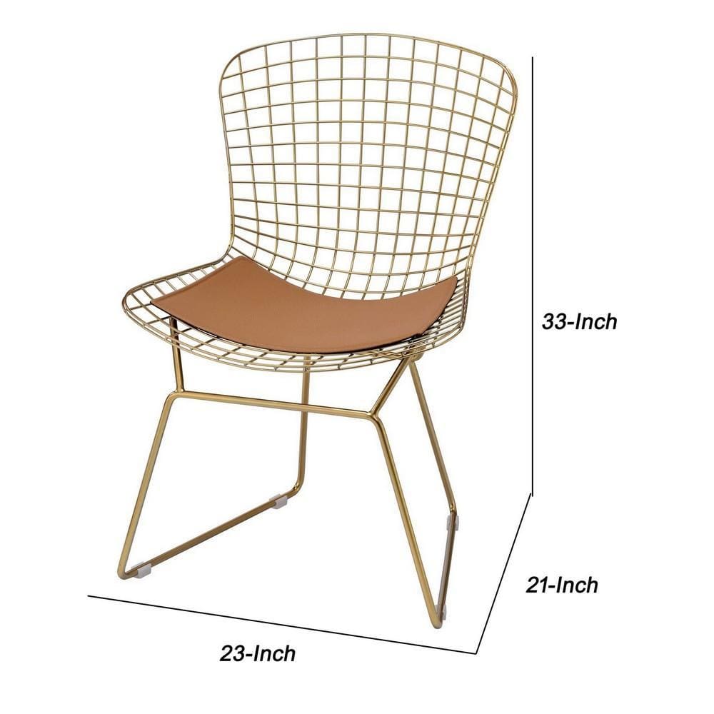 33 Cage Design Metal Side Chair Set of 2 Gold By Casagear Home BM225692