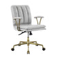 34" Adjustable Leatherette Swivel Office Chair, Gray & Gold By Casagear Home