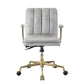 34 Adjustable Leatherette Swivel Office Chair Gray & Gold By Casagear Home BM225727