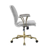 34 Adjustable Leatherette Swivel Office Chair Gray & Gold By Casagear Home BM225727