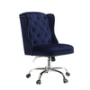 Velvet Upholstered Armless Swivel Tufted Office Chair, Blue By Casagear Home