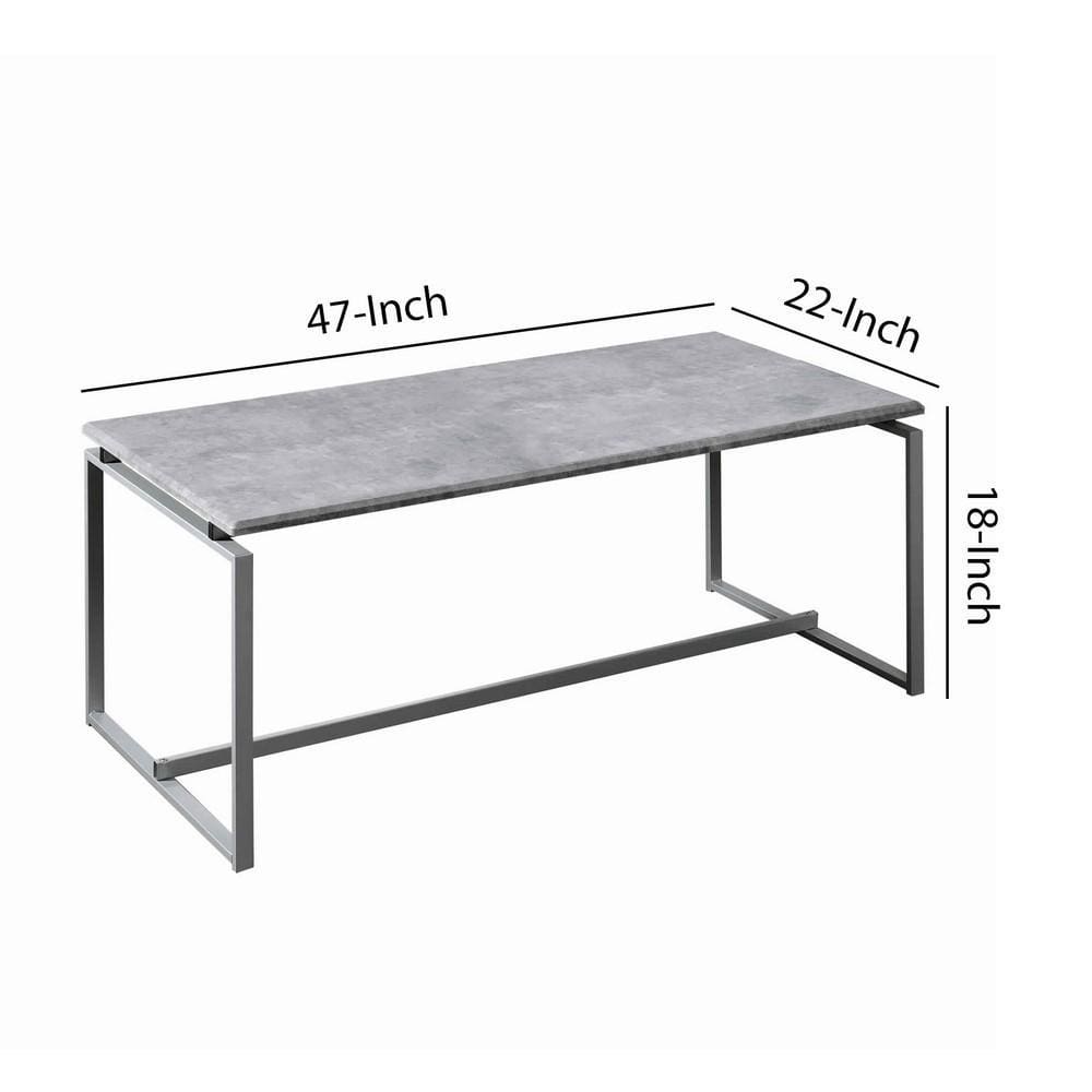 3 Piece Faux Concrete Top Occasional Table Set,Gray & Silver By Casagear Home BM225744