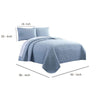 3 Piece Queen Size Diamond Quilted Fabric Coverlet Set Blue By Casagear Home BM225805