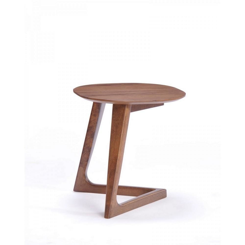 Modern Style Wooden End Table with Pointed V Shape Base, Brown By Casagear Home