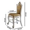 Carved Leatherette Counter Height Chair,Set of 2,White & Beige By Casagear Home BM225949