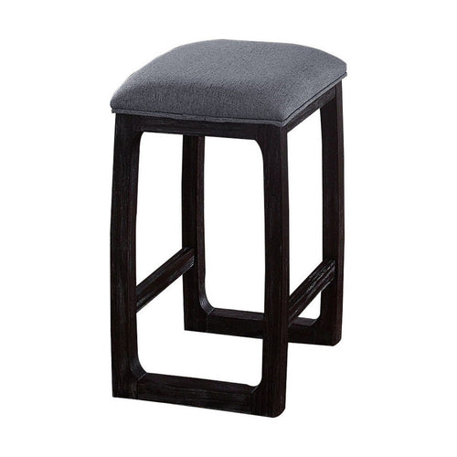 Counter Stool | Wood | Upholstered Seat | Gray & Brown